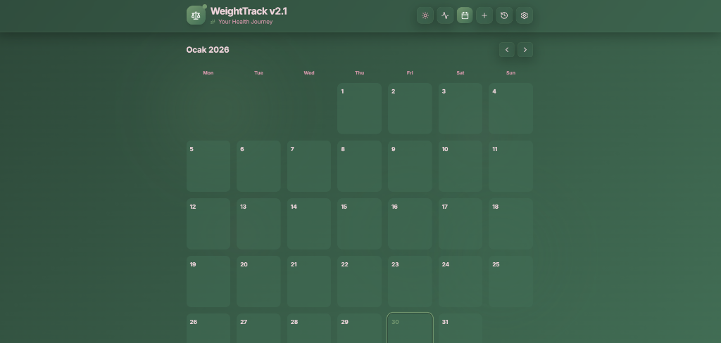 WeightTrack Calendar View